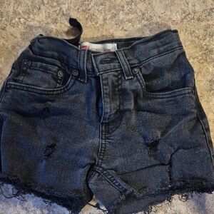 Levi's Black Frayed Hem Distressed Denim Shorts